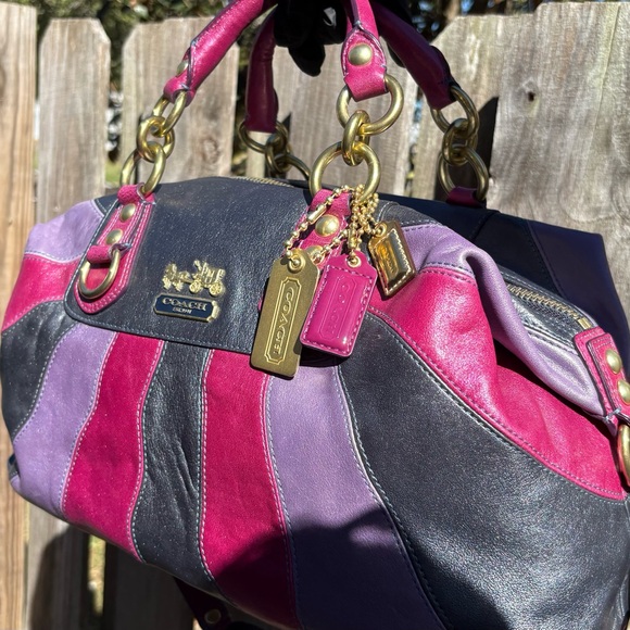 Coach Purple and Pink Leather Satchel - Picture 3 of 10